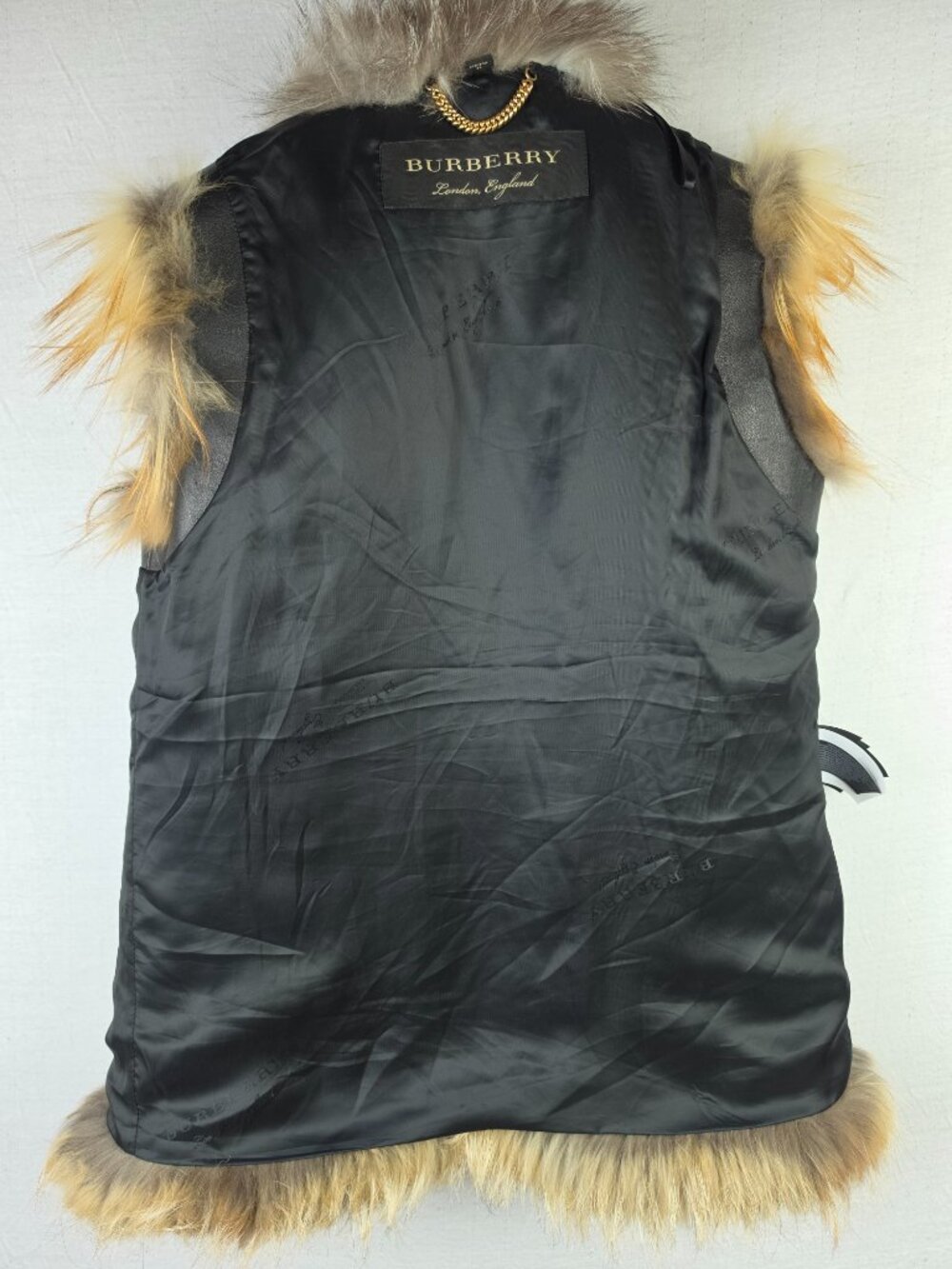 Rare Burberry Runway Golden Fox Fur Gilet Vest Italy Goat Suede size 4 OpenFront - Picture 7 of 16